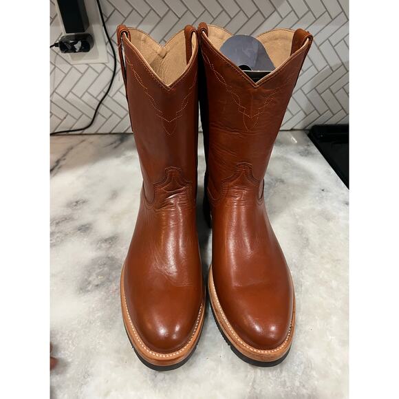 Lucchese Men’s Cognac Cowhide Ranch Hand Roper Boots 2031 Size 11.5D Mexico - Picture 12 of 16